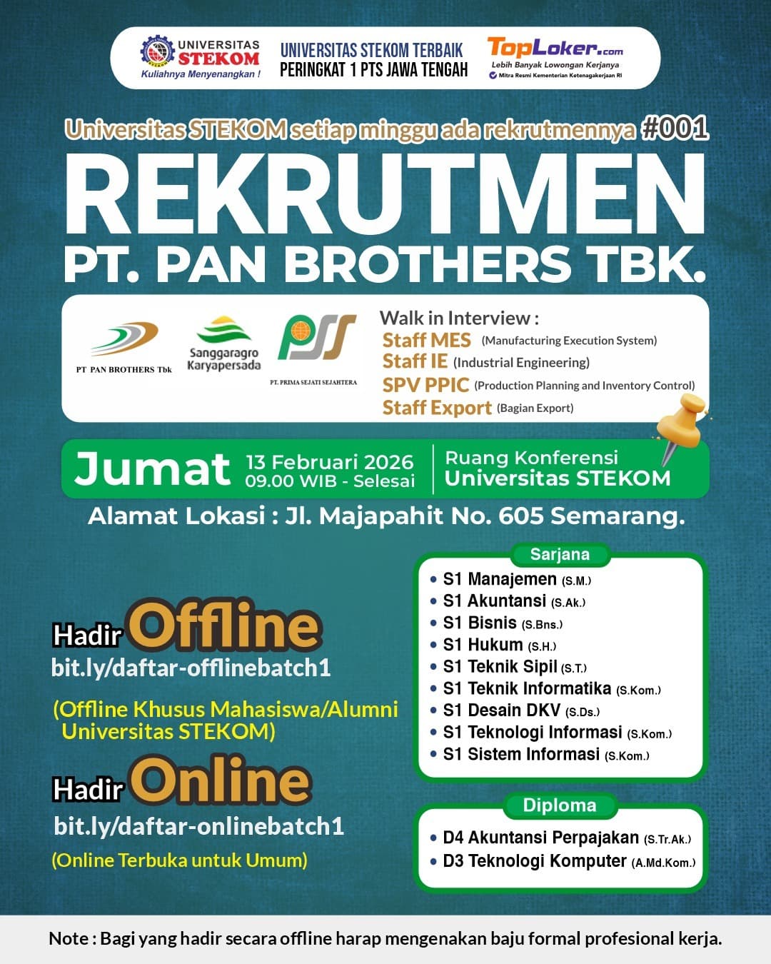KESEMPATAN EMAS BUAT KAMU YANG SIAP KERJA! PT. PAN BROTHERS TBK, foto 1