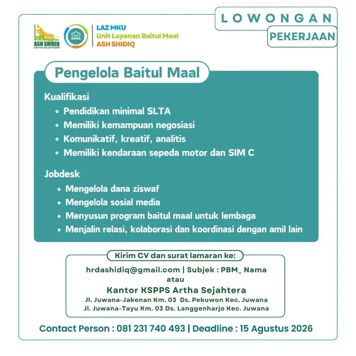 Logo KSPPS Artha Sejahtera / LAZ MKU Unit Layanan Baitul Maal ASH SHIDIQ