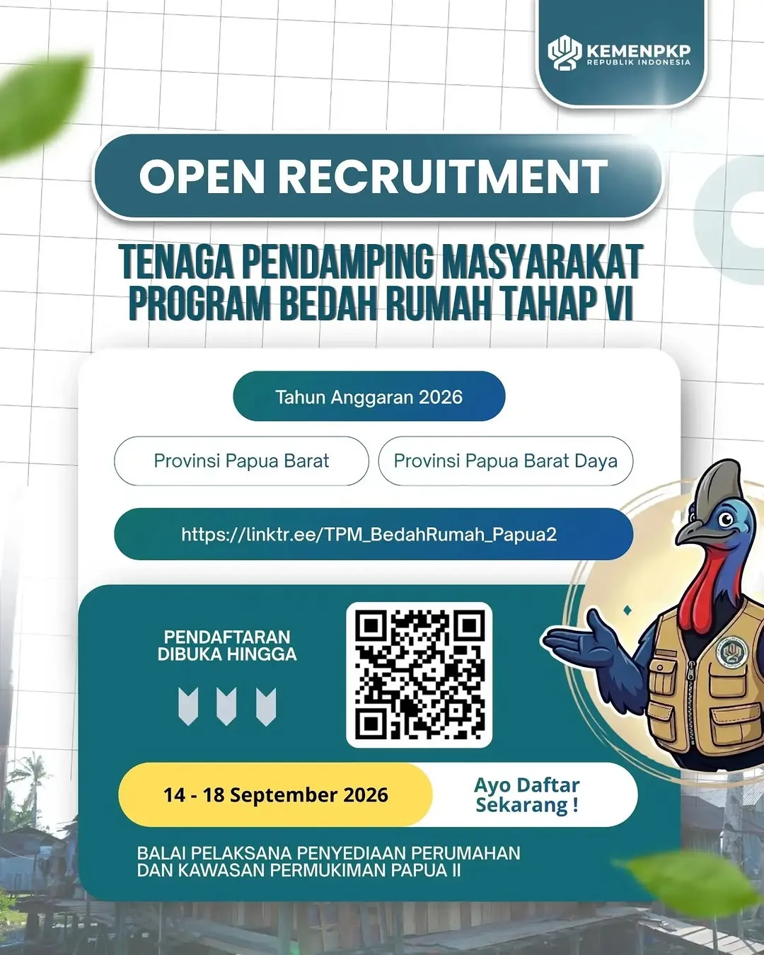 Logo KEMENPKP (Balai Pelaksana Penyediaan Perumahan dan Kawasan Permukiman Papua II)