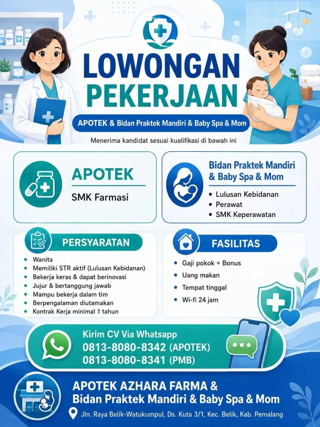 Logo Apotek Azhara Farma & Bidan Praktek Mandiri & Baby Spa & Mom