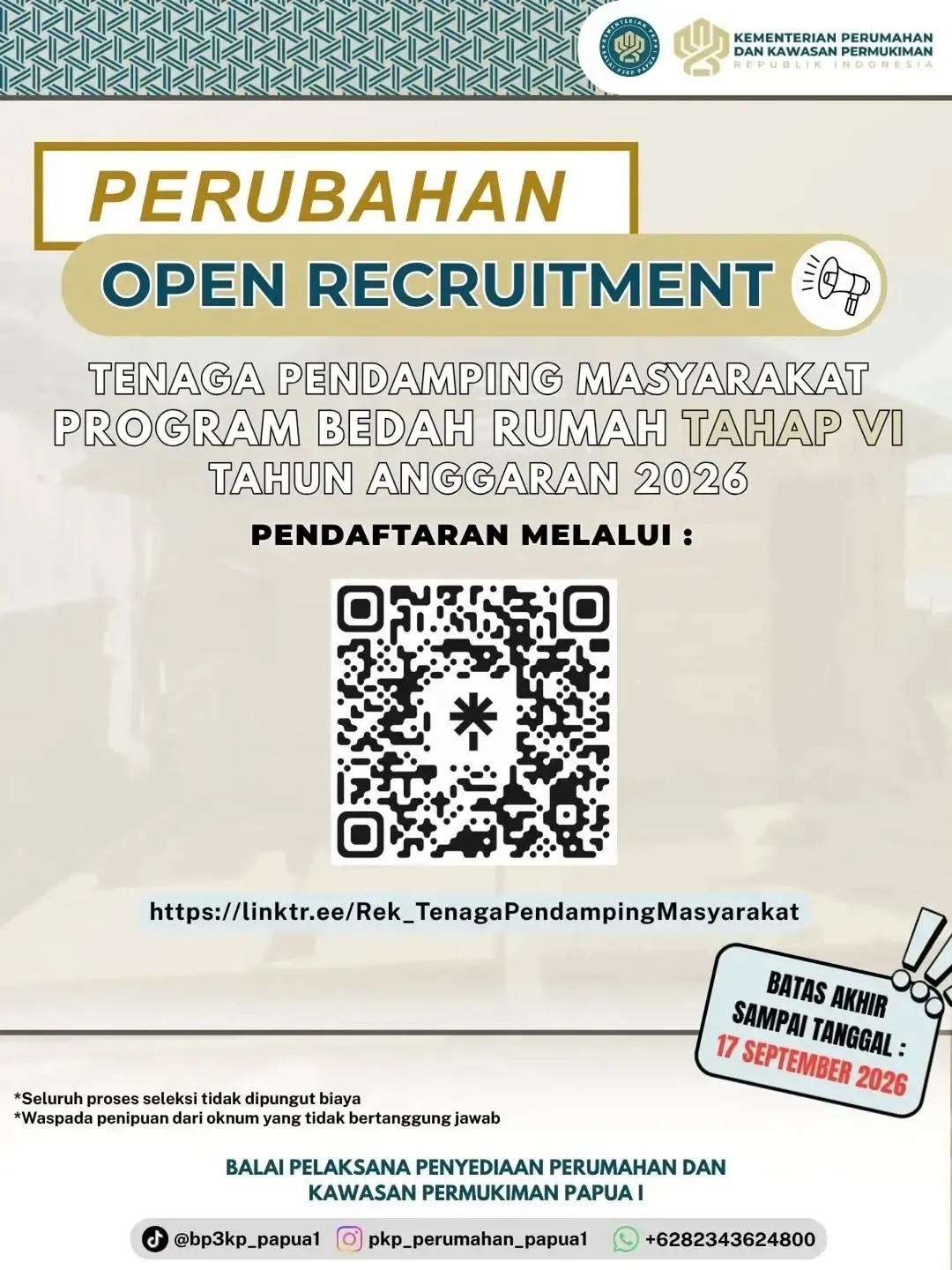 Logo Kementerian Perumahan dan Kawasan Permukiman Republik Indonesia (Balai Pelaksana Penyediaan Perumahan dan Kawasan Permukiman Papua I)