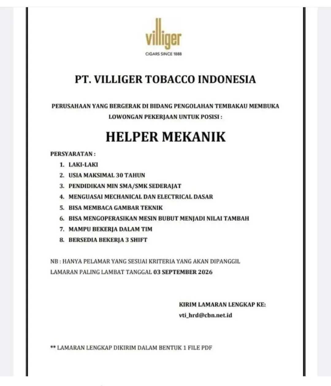 Logo PT. VILLIGER TOBACCO INDONESIA