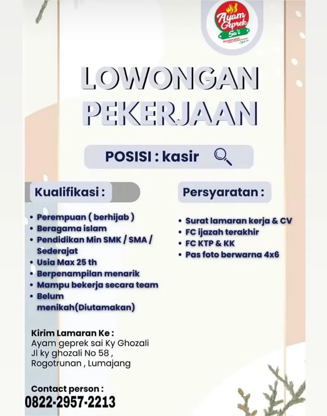 Logo Ayam Geprek Sai't Ky Ghozali