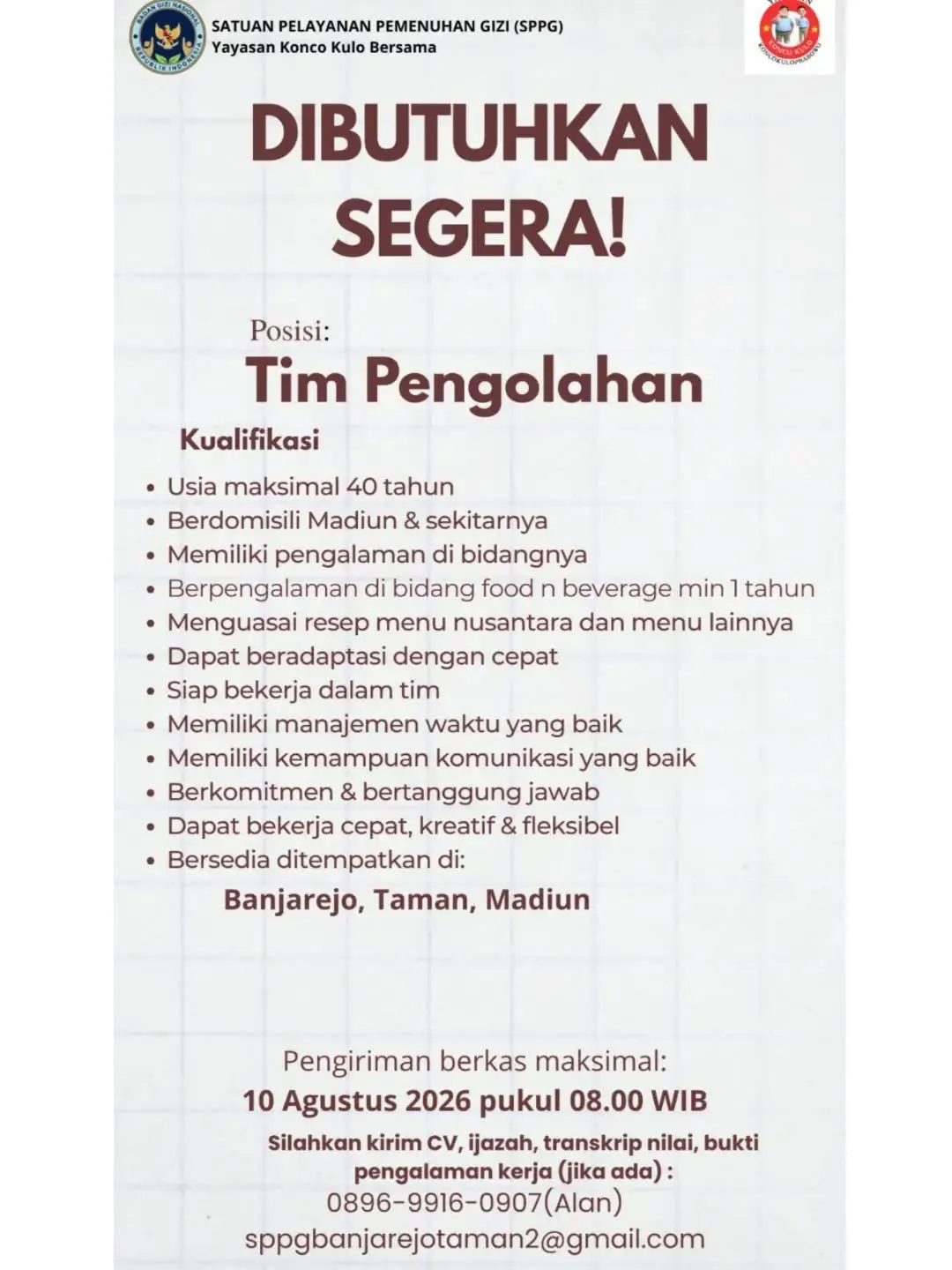 Logo Satuan Pelayanan Pemenuhan Gizi (SPPG) Yayasan Konco Kulo Bersama