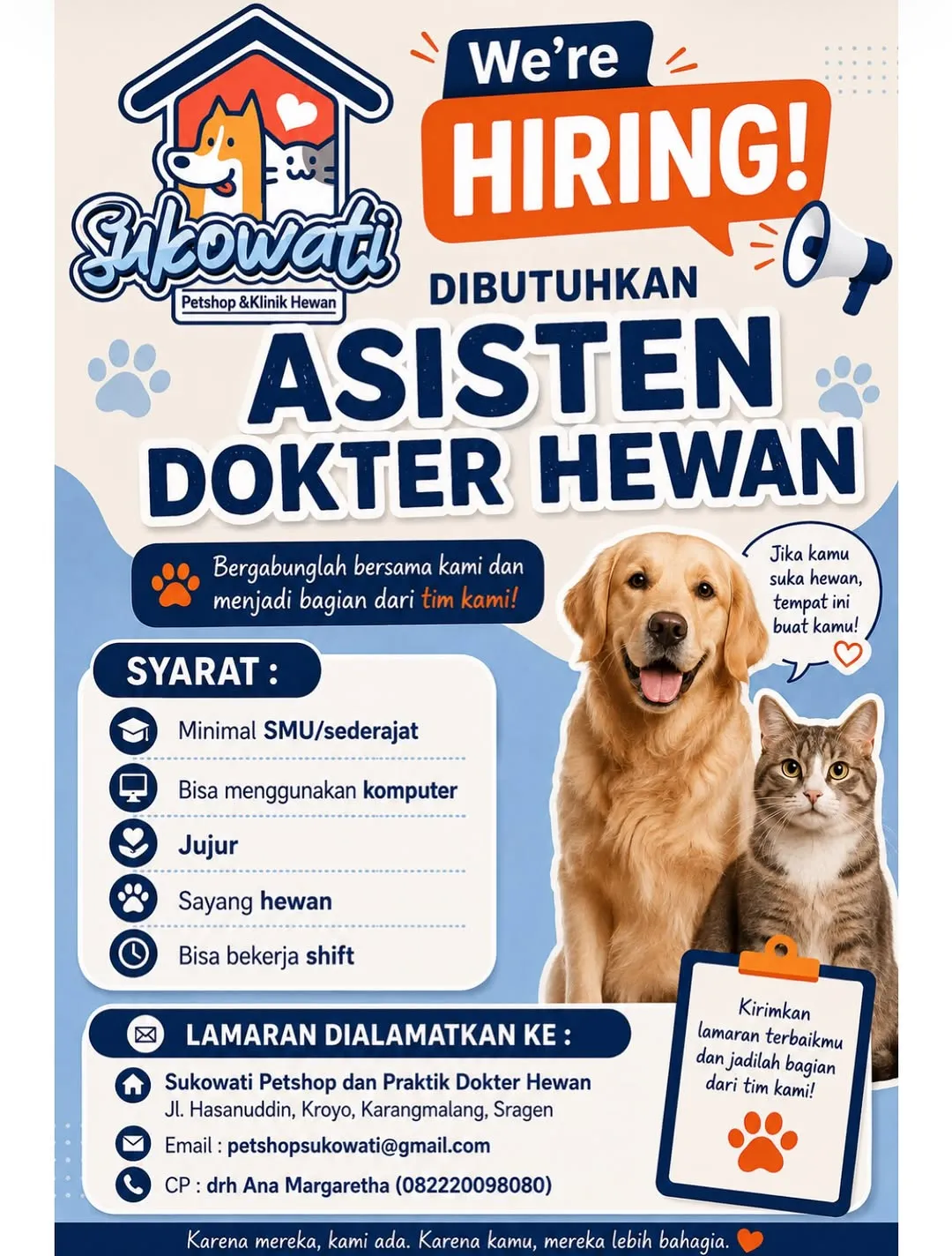 Logo Sukowati Petshop dan Praktik Dokter Hewan