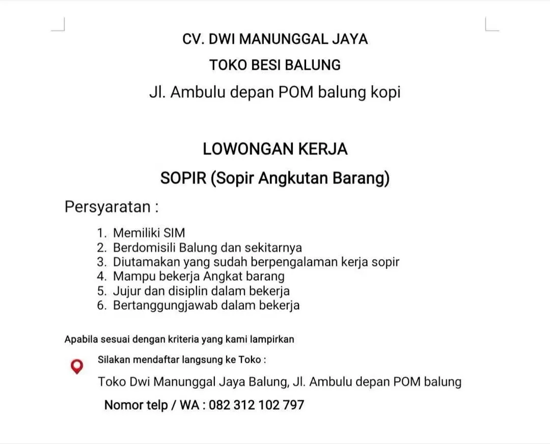 Logo CV. DWI MANUNGGAL JAYA / TOKO BESI BALUNG