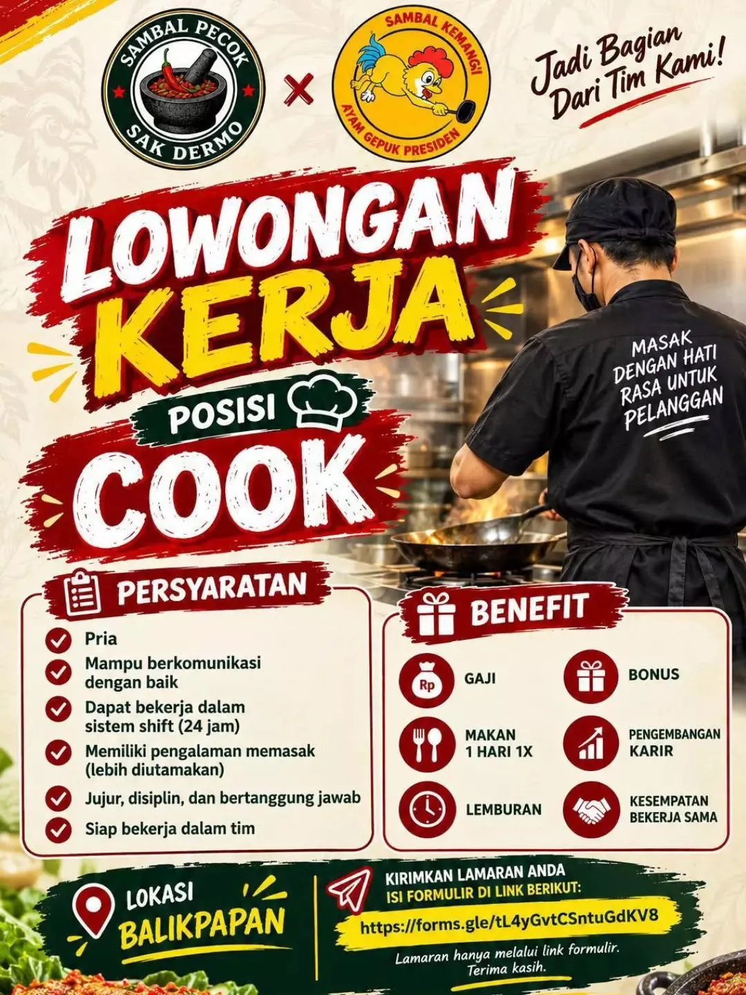 Logo Sambal Pecok Sak Dermo x Ayam Gepuk Presiden